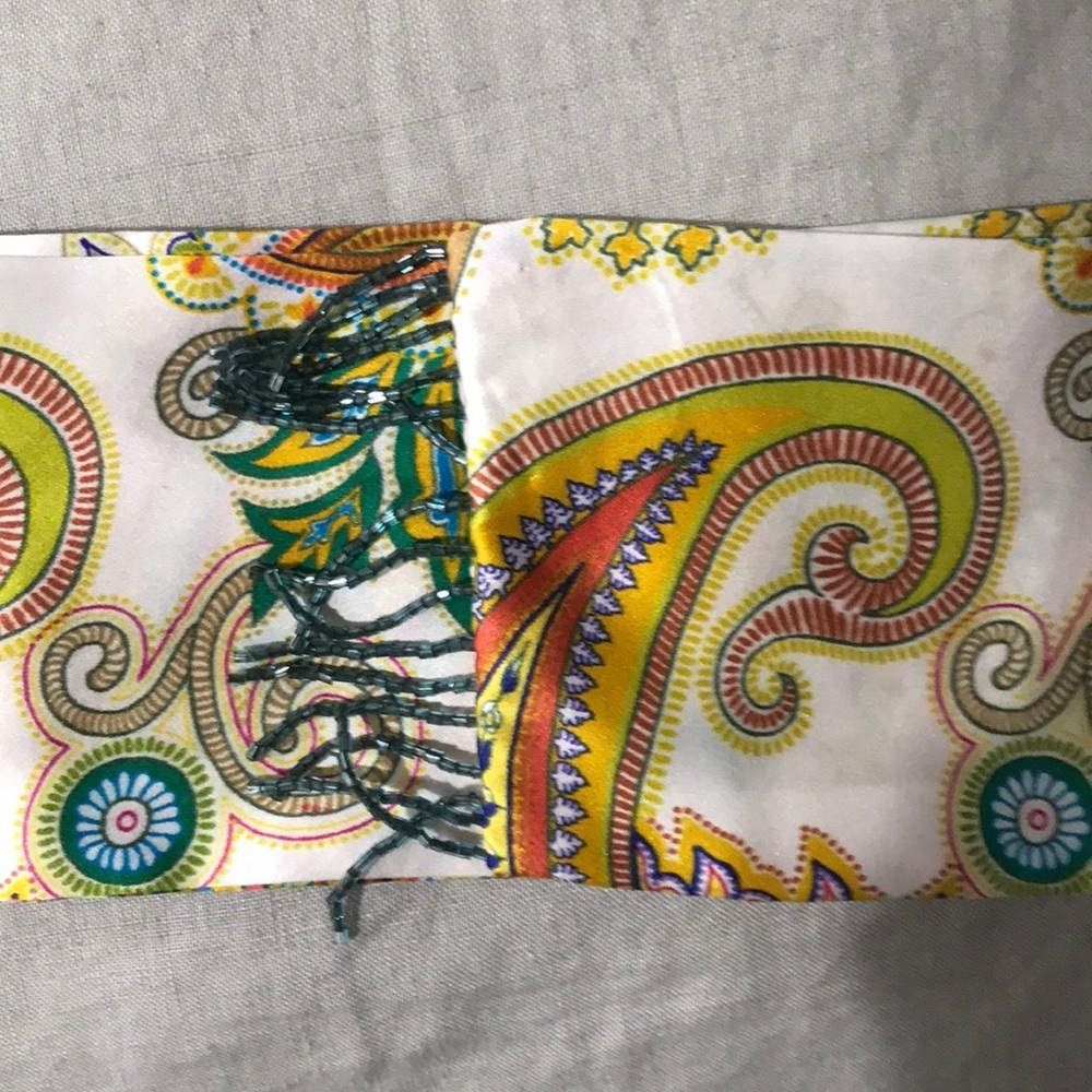 Paisley Wrap or Scarf with Beaded Fringe - Picture 5 of 6